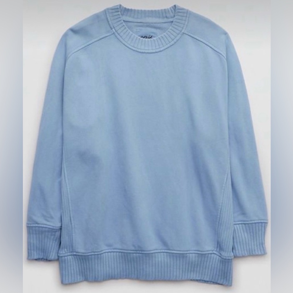 Aerie Oversized Crewneck Sweater - Light Blue Sz XL